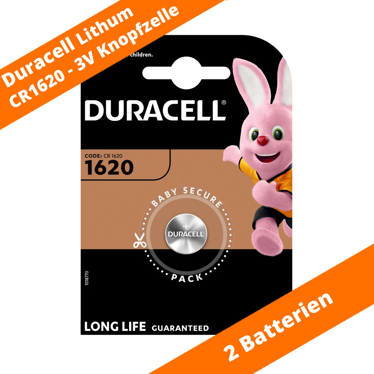 7x Duracell CR1620 Knopfzellen – Lithium, Lange Haltbarkeit, Für Auto-Fernbedienungen & Uhren