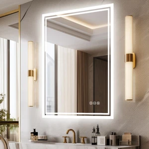 Large LED Bathroom Mirror Smart Backlit Anti-Fog CRI95 Wall Mirror Touch Motion - Picture 1 of 32