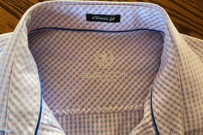 Camisa Bugatchi Calce Clásico Para Hombre Mediana Azul y Rosa Algodón a Cuadros BONITA Y NÍTIDA Foto 1 de 4