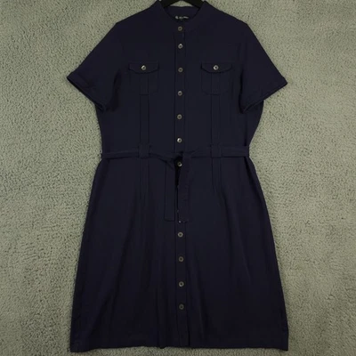 Vestido Camisa Brooks Brothers Mujer XL Azul Piqué Tejido Cinturón Náutico Midi Golf Foto 1 de 4