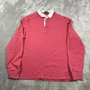 Vtg Polo Ralph Lauren Rugby Long Sleeve Polo Men’s L Pink Red Custom Fit - Picture 1 of 7