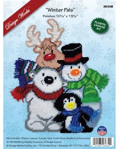 DIY Design Works Winter Pals Penguin Bear Christmas Plastic Canvas Kit - Picture 1 of 2