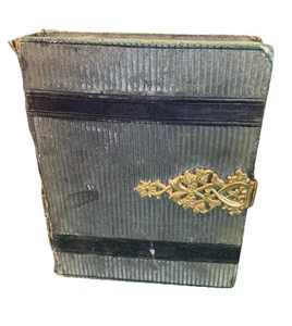 Antique 1800s Era Pocket Embossed Leather Photo Album with Brass Clasp 36 Pages - Picture 1 of 13