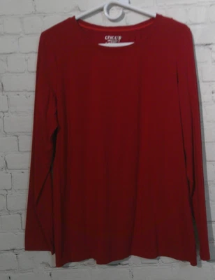 Camiseta de mujer Chico's roja manga larga talla 2 (talla L de EE. UU.) Foto 1 de 3