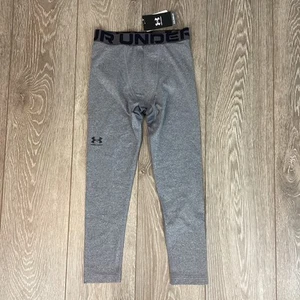Under Armour Leggings Gray Fitted Boys Youth Coldgear M NEW - Picture 1 of 6