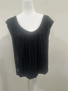 Top negro con flecos en capas Vivienne Tam para mujer talla grande - Imagen 1 de 8