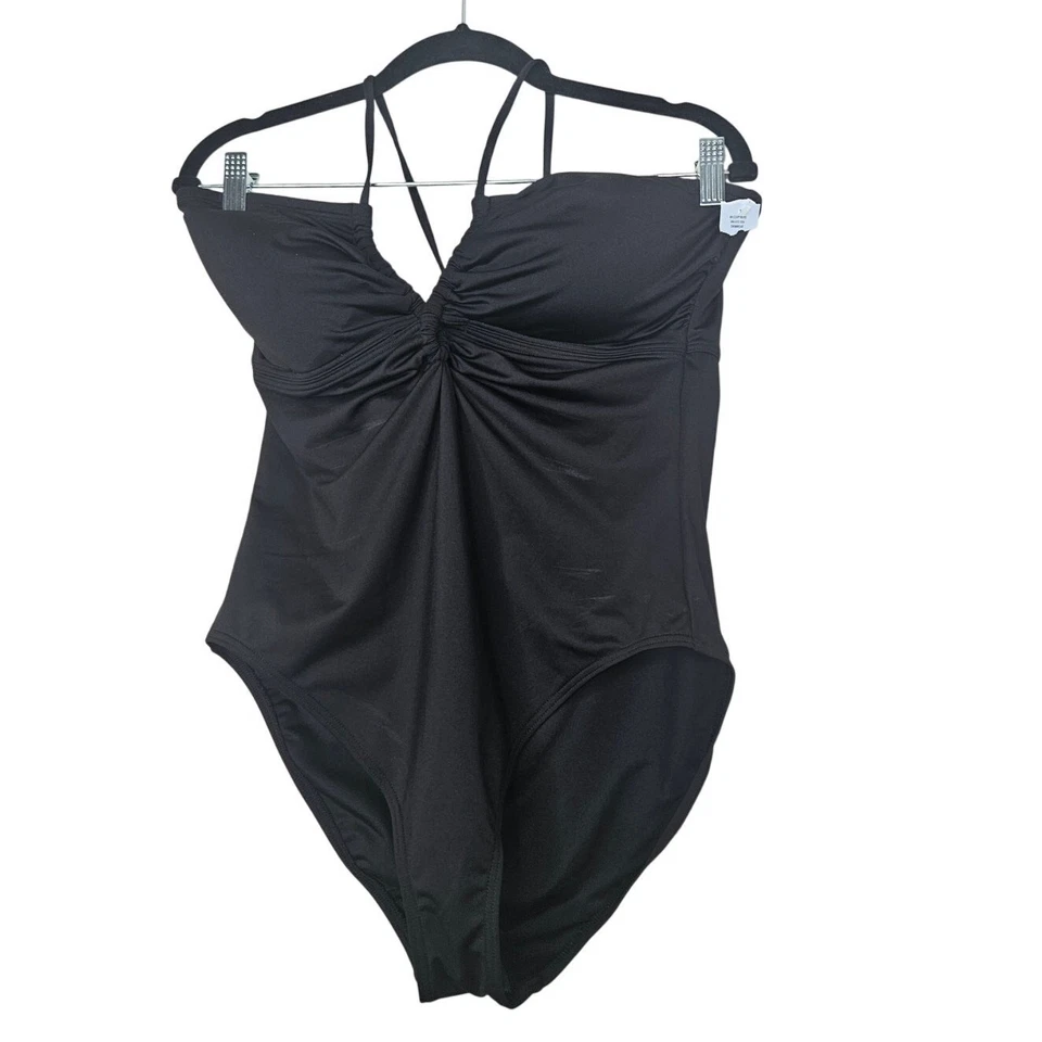 NUEVO Traje de baño de una pieza Ann Taylor LOFT L Beach Keyhole Bandeau negro playa Foto 1 de 4