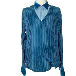 Y's Yohji Yamamoto Pullover Blouse 3 100% Cupro Silk Light Blue Stripe Used - Picture 1 of 12