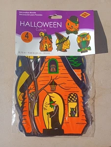 Beistle Packaged  Halloween Cutouts 9 Inch 4 Pack - New Witch Owl House Creepy - Picture 1 of 7