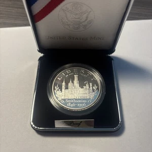 1996 Smithsonian Institution 150th Anniversary Proof Commemorative Silver Dollar - Picture 1 of 3