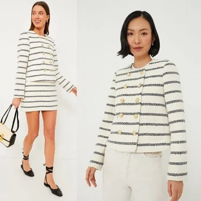 Tuckernuck Navy Stripe Marais Tweed Military Blazer Jacket Size XXL NWT - Image 1 of 4