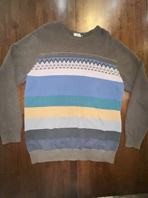 Ретро Volcom камень пуловер коричневый свитер Cosby стиль мужской размер XL Funky износ - Изображение 1 из 4