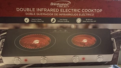 Brentwood TS-382 1800W Double Infrared Electric Countertop Burner - Black/Silver - Image 1 of 4