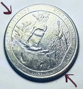 π₯ 2018 P Apostle Islands Wisconsin Quarter Rev Off Center Struck Rim ERROR - Picture 1 of 6