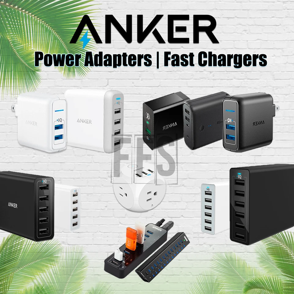 Power Adapter Anker Dual USB Ports Wall AC Black / White Travel lot Fast Charger - Image 1 of 1
