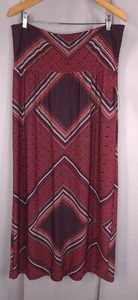 Notations Skirt Womens L Wine Abstract High Waisted Maxi Fold Over Waist NEW - Picture 1 of 14