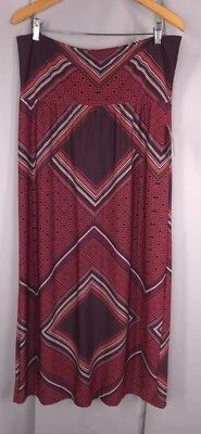 Falda Notations Mujer Grande Borgoña Vino Chevron Geométrica Maxi NUEVA Foto 1 de 4