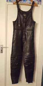 Motorradhose Damen Leder Latzhose Gr.42 Modeka klassisch schwarz Vintage - Bild 1 von 13