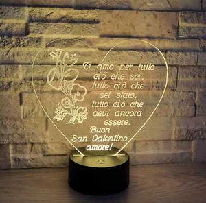 PLEXIGLASLAMPE LUME GESCHENK VALENTINSTAG LED LICHT RGB USB KABEL UND BATTERIEN - Bild 1 von 4