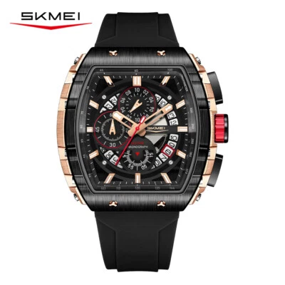 SKMEI мужчин прямоугольник наручные часы моды мужской кварцевые часы календарь силиконовый часы - Изображение 1 из 4
