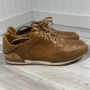 Olukai Huaka'i LI Sz 13 M Waxed Nubuck Tan Leather Sneaker Mens RN#10406-3333 - Picture 1 of 23