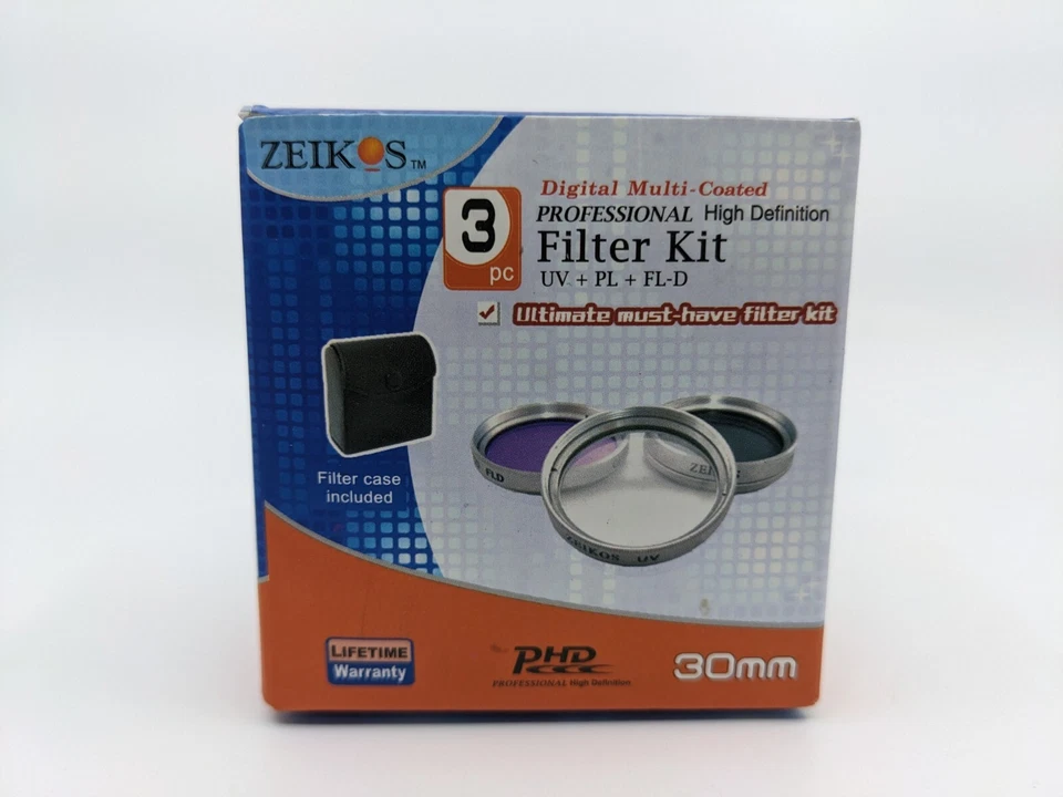 🔥Zeikos 30mm UV, Polarizer & FLD Deluxe Filter Kit Set Of 3 Plus Carrying Case  - Image 1 of 4