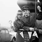 Singer Franck Alamo & Gillian Hills set off bus treasure hunt orga- 1963 Photo