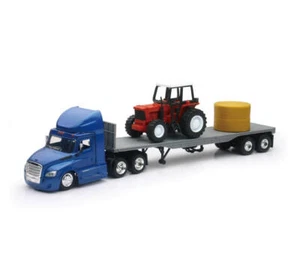 Nuevo Ray 1/43 Freightliner Cascadia con remolque de plataforma plana, fundición a presión Farm T NRY16083 - Imagen 1 de 1