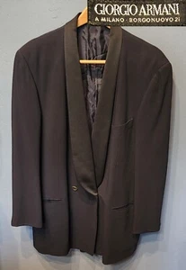 MINT! GIORGIO ARMANI (52R) Shawl Lapel 100% Wool Tuxedo Jacket Black Label Italy - Picture 1 of 8