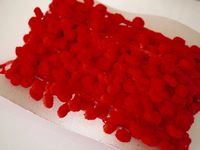 Bommelband, Bommelborte, Pompom, Pomponband, ca. 2,9 cm breit, Zierband, rot - Bild 1 von 4