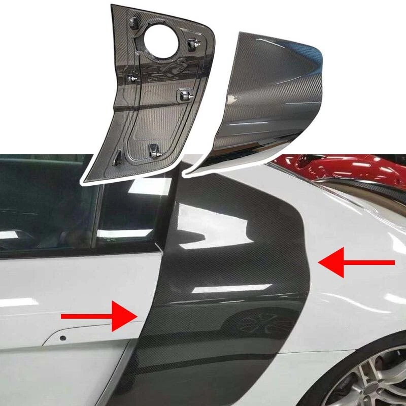 Hoja de guardabarros lateral de puerta exterior de fibra de carbono real para 08-15 Audi R8 Coupé V10 Foto 1 de 4