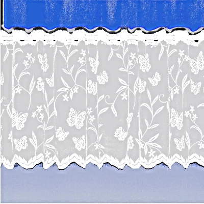 Butterfly White Cafe Net Curtains -Sold by the width - Free Postage- :-) - Image 1 of 3