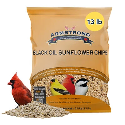 Armstrong Wild Bird Food Black Oil Sunflower Chips, 13lbs