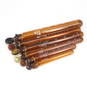 5/10/20/15/25/50ml Graduated Lab Brown Glass Test Tube Round Bottom with Stopper - Picture 1 of 29