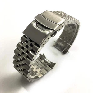 Pulsera Jubilee de metal de acero extremo curvo correa de reloj de repuesto doble bloqueo #7001 - Imagen 1 de 34