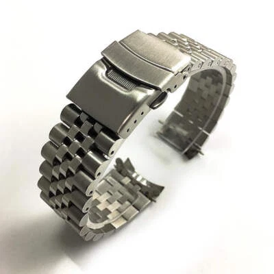 Metal Steel Jubilee Bracelet Curved End Replacement Watch Band Double Lock #7001 - Image 1 of 4