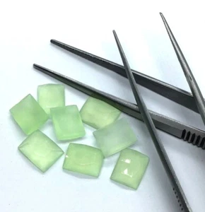 Natural Prehnite Chalcedony Rectangle Rose Cut Loose Gemstone Making Jewelry - Picture 1 of 16