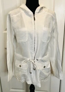 Kenar  brand 100% Linen White Anorak Coat Jacket, size Small - Picture 1 of 6