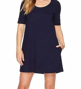$99 Lilla P Women's Blue Short Sleeve Scoop Neck Pocket A-Line Dress Size XS - Picture 1 of 1