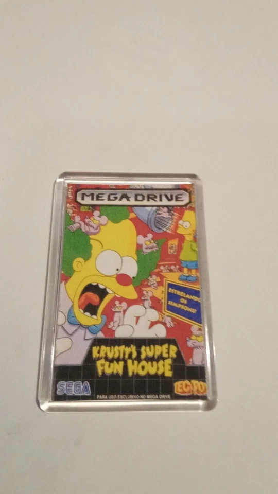 Krustys Super Fun House Sega Megadrive Genesis Juego Cubierta Nevera Imán  Foto 1 de 1
