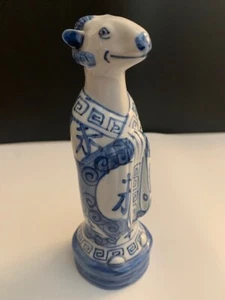 FIGURA Cerámica Azul/Blanco Año del Buey Zodiaco Chinoiserie de Colección - Imagen 1 de 5