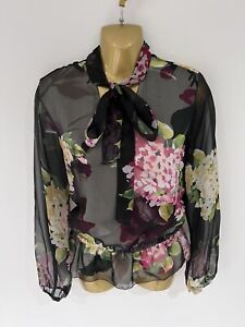 Exquisite Ralph Lauren Floral Pussy Bow Blouse Top UK8 Stunning