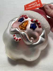 Vtg Dept 56 Mercury Glass Ornament Candy Cane Santa Head 8” Handblown Oversized - Picture 1 of 13