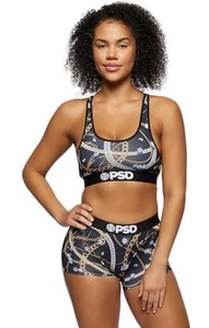 PSD Womens Small Ice & Chain Sports Bra and Box Short Set (18) - Picture 1 of 7