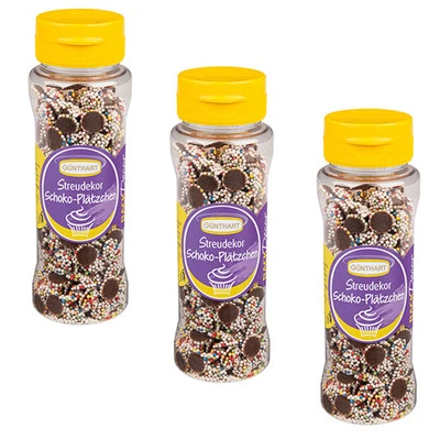 3 x BackDecor Streudekor Schokoplätzchen mit bunten Perlen bestreut, 95g - Bild 1 von 4