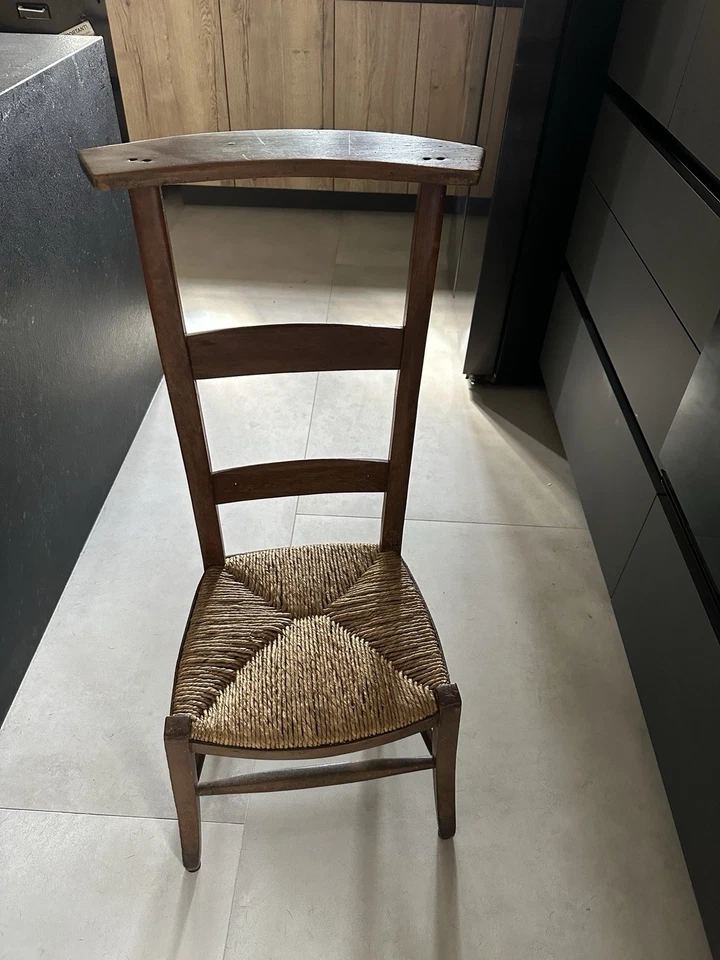 古董法国祈祷椅(Prie-Dieu)带手工编织拉什座椅约 1910 年代 — 第 1/4 张图片