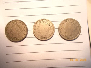 3 níquel Liberty US V 5c: muy bonito 1883 sin centavos, justo 1900, justo 1901 - Imagen 1 de 6