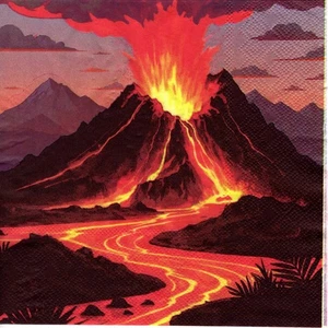 Serviettes en papier volcan en éruption lave. Napkins erupting volcano lava - Imagen 1 de 1