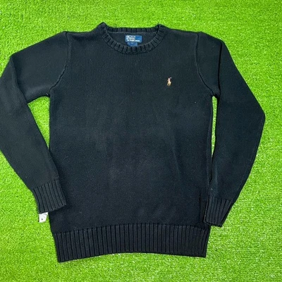 Suéter De Colección Polo Ralph Lauren Juvenil LG (14-16) Negro Cable Tejido Preppy Jumper Foto 1 de 4
