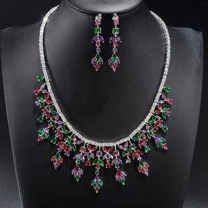 Juego de collar y pendientes de novia Swarovski circonitas - Imagen 1 de 5